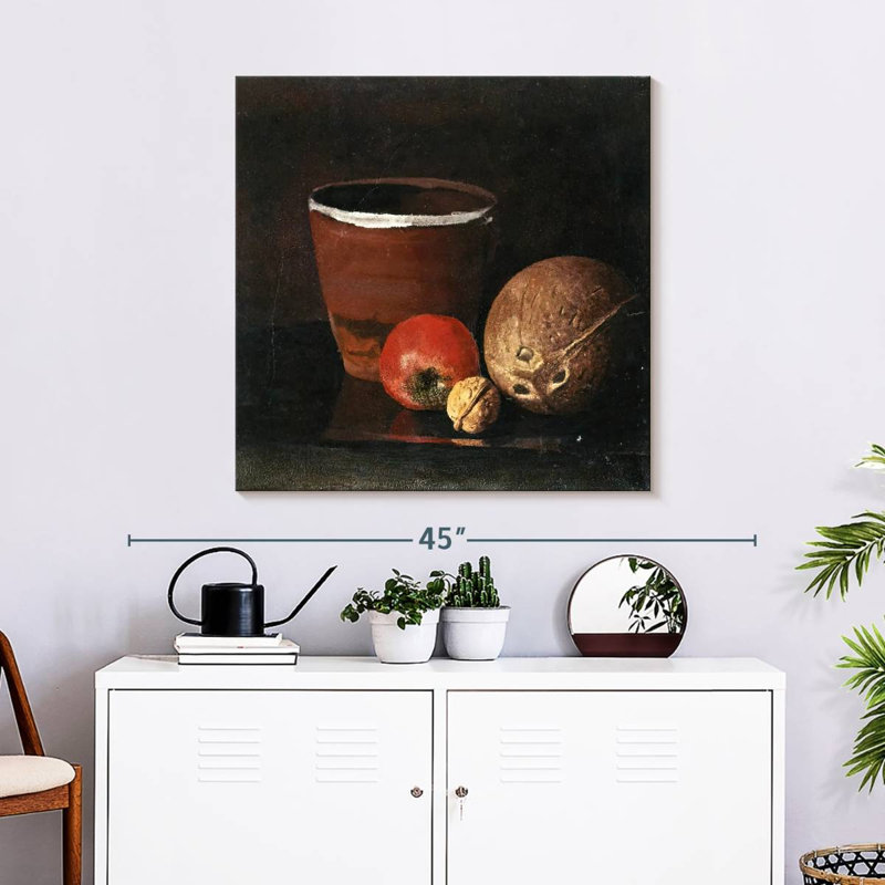 Pot à pomme, noyer et noix de coco, 30" H x 30" W