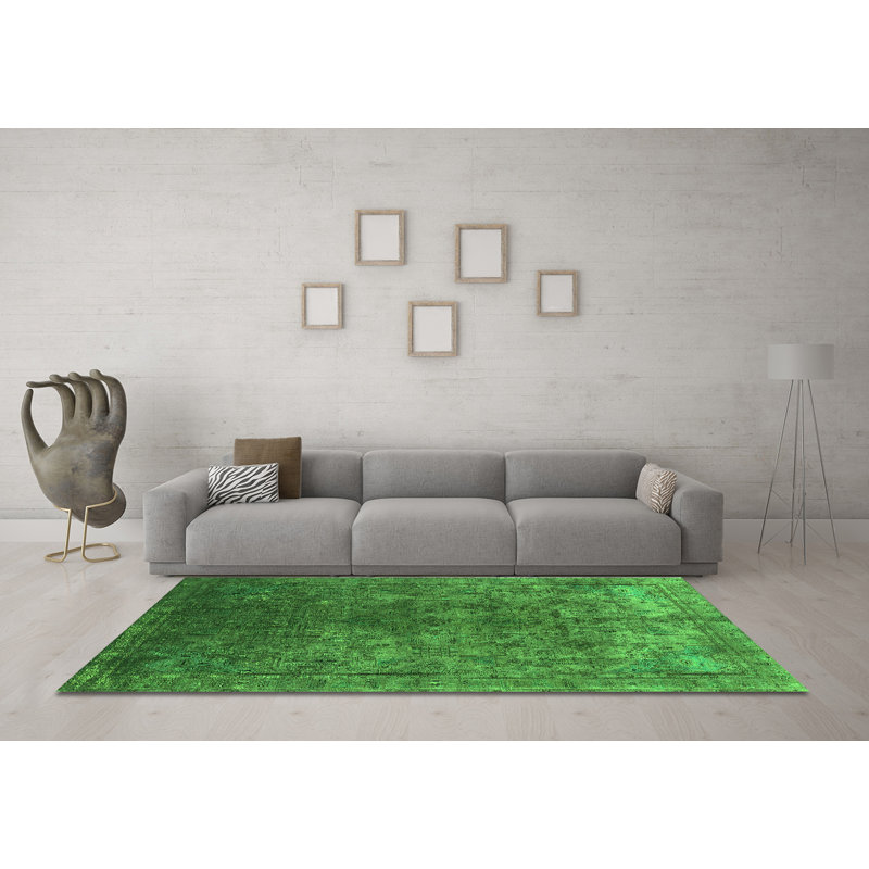 Tapis verts lavables à la machine de style Mid-Century moderne 1816, Carré 3 pi