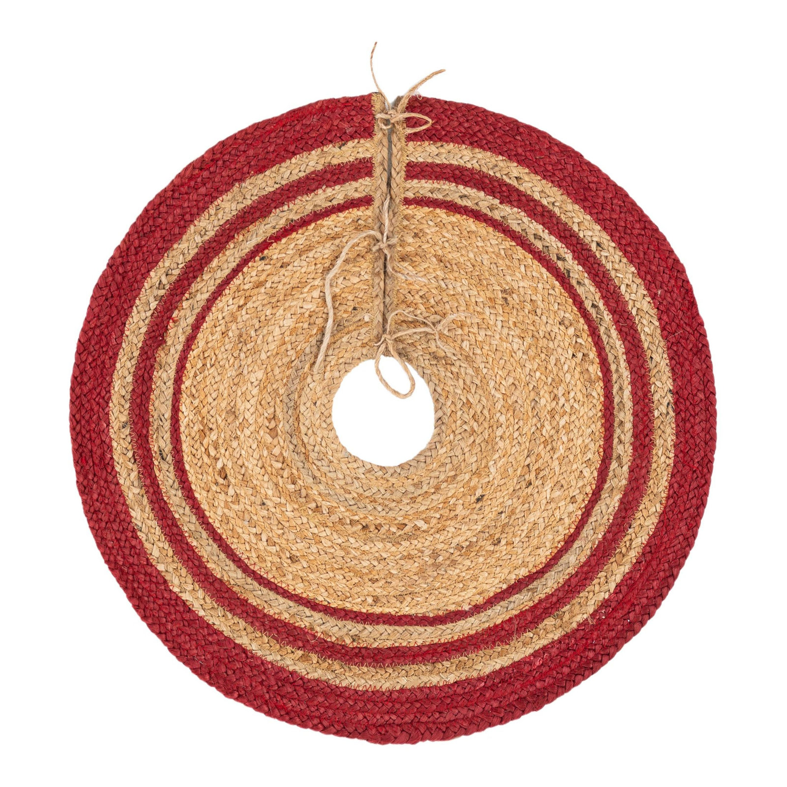 Christmas Tree Skirt, Round 2'2", Beige/Red