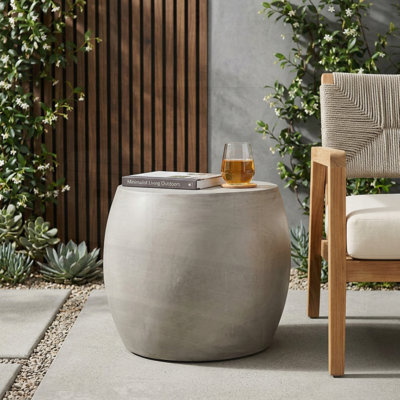 Outdoor Oval Lightweight Concrete Side Table, Perfect for Patio and Garden Use, Durable and Stylish Design.
