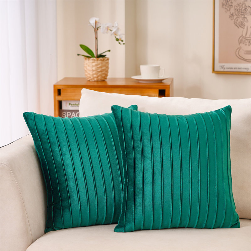 Housse de coussin en velours WARISI, 18 po x 18 po, Vert foncé