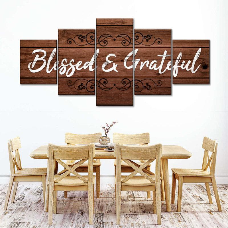" Blessed And Grateful " by Faithinart 5 - Pieces, 42" H x 92" W x 1.25" D