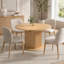 Table de salle à manger extensible 47,2 "à 63" pour 4 à 6 personnes, table de cuisine moderne en bois avec base à piédestal texturé pour salle à manger