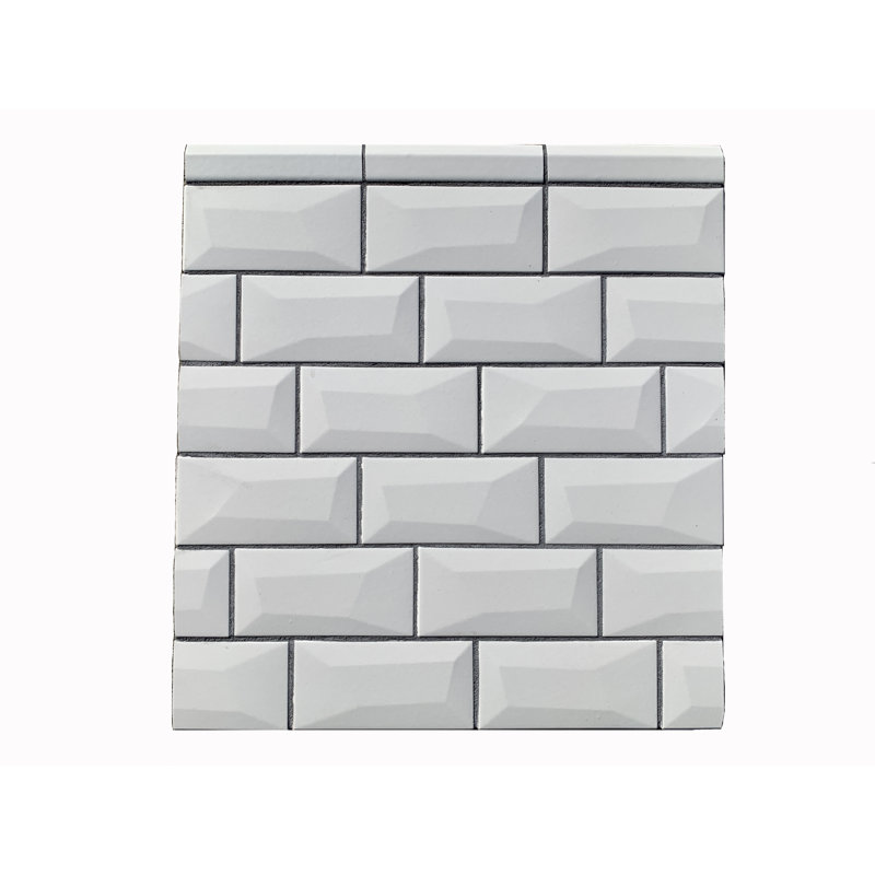 2" x 4" Beveled Mosaic Subway Tile, Matte White