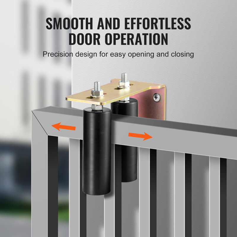 Black Steel Sliding Gate Kit with Dual Nylon Rollers
