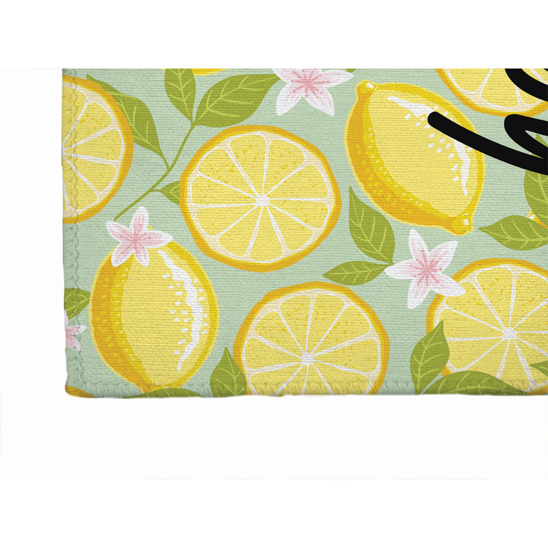 Lemons Hello Sunshine Indoor Doormat, Mint, 48" W x 72" L