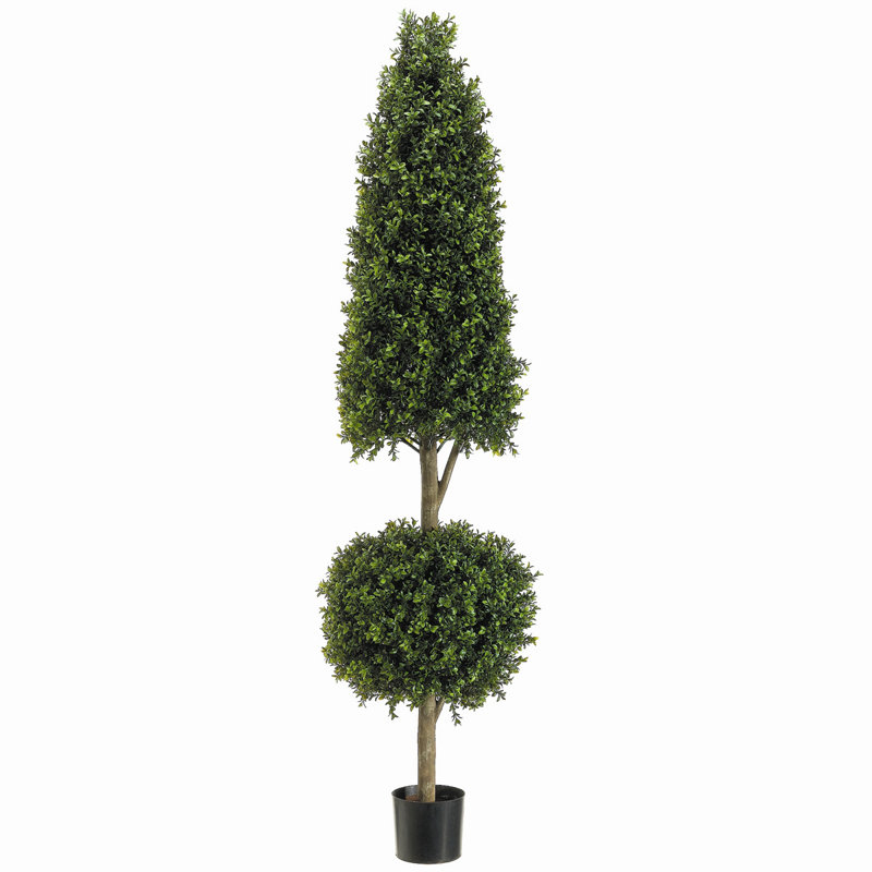 72'' Green Plastic Boxwood Topiary Floor Plant