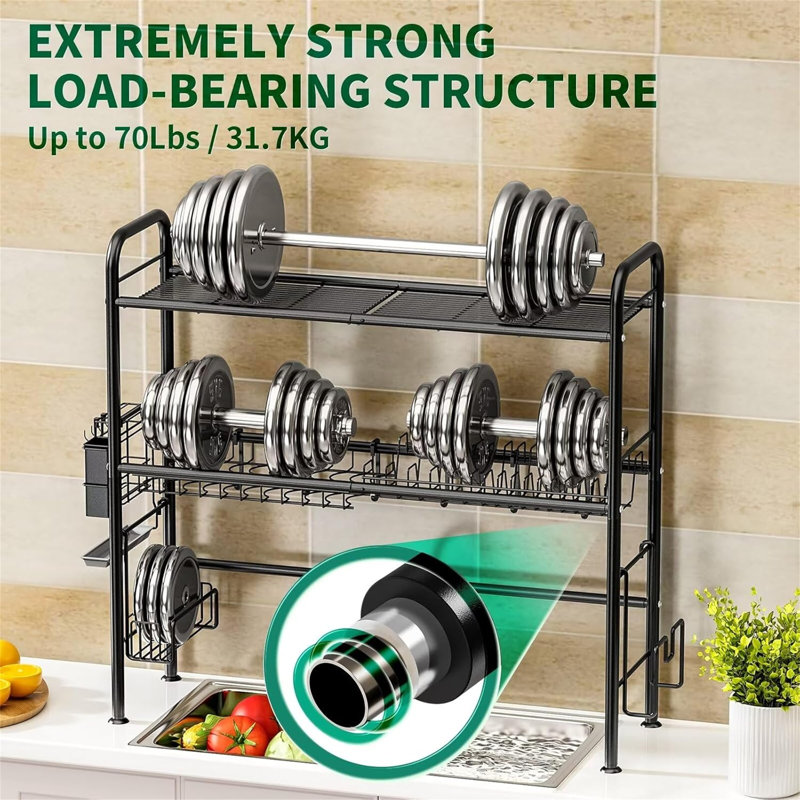 Séchoir à vaisselle extensible à 3 niveaux avec 6 paniers pour l'organisation de la cuisine
