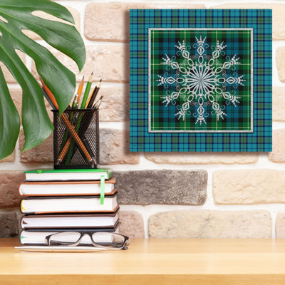 «Plaid Snowflakes 6» par Jean Plout, art mural sur toile, 12 po x 12 po