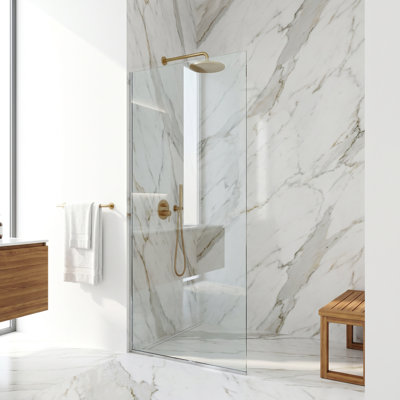 Zenith 34" W x 74" H Fixed Frameless Shower Screen with 3/8" Glass
