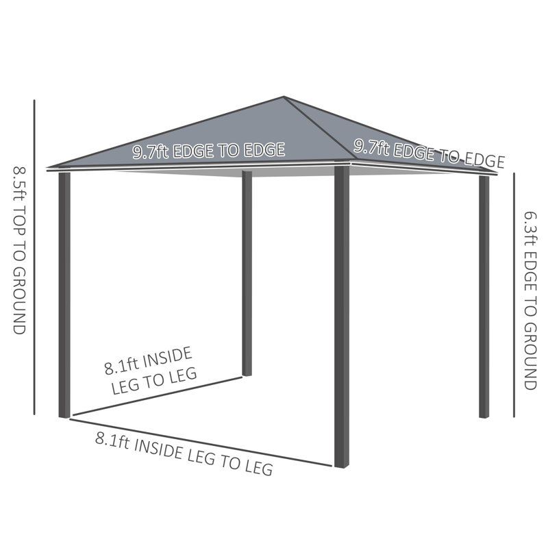 Patio Gazebo, Outdoor Gazebo Canopy Shelter with Netting & Curtains, Vented Roof, for Garden, Lawn, Backyard and Deck, Black