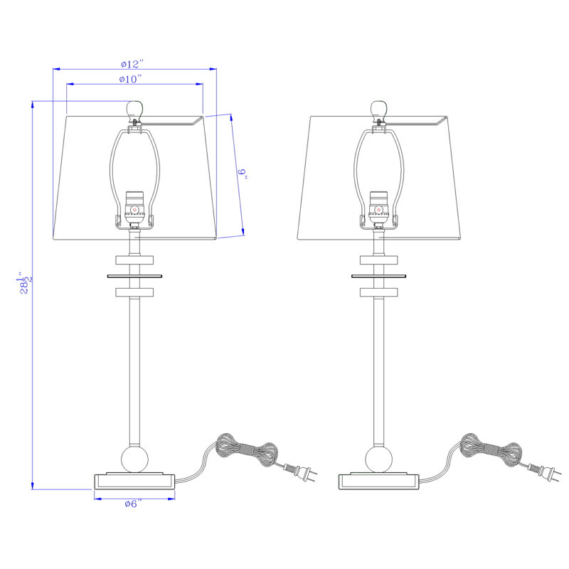 Lampe de table en métal, Acier brossé, Blanc