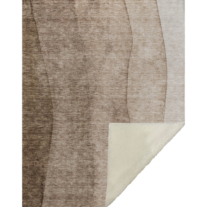 Jeté Art déco en sherpa Addison, Dégradé brun