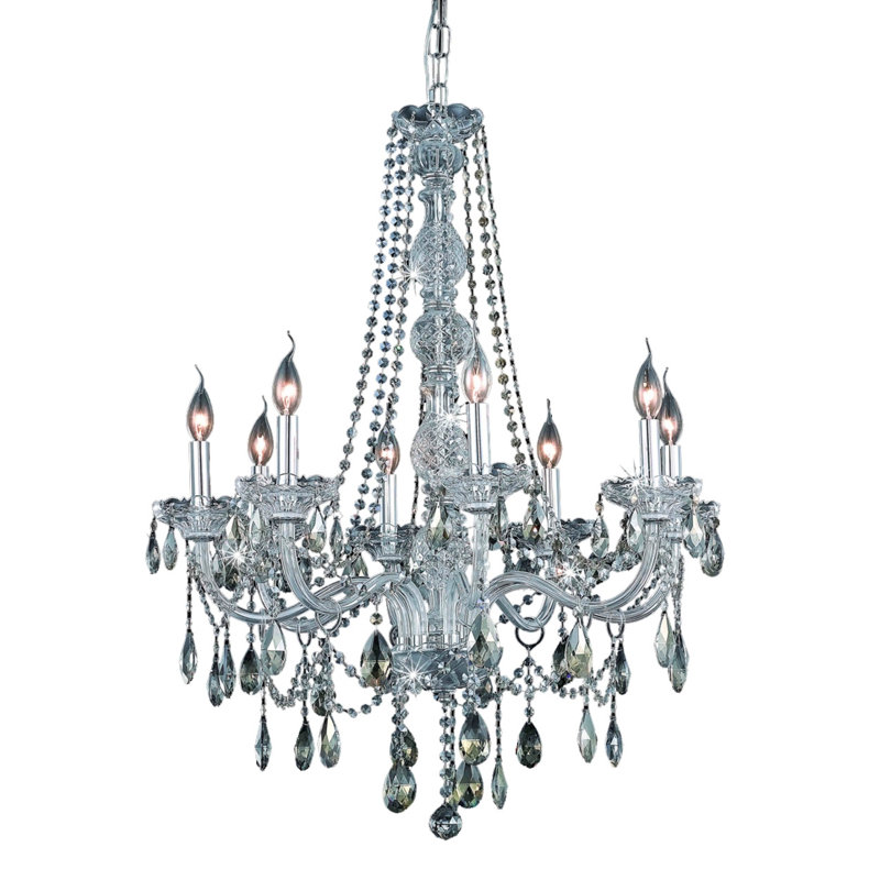 Mullinix Chandelier, Chrome / Golden Teak (Smoky) / Royal Cut