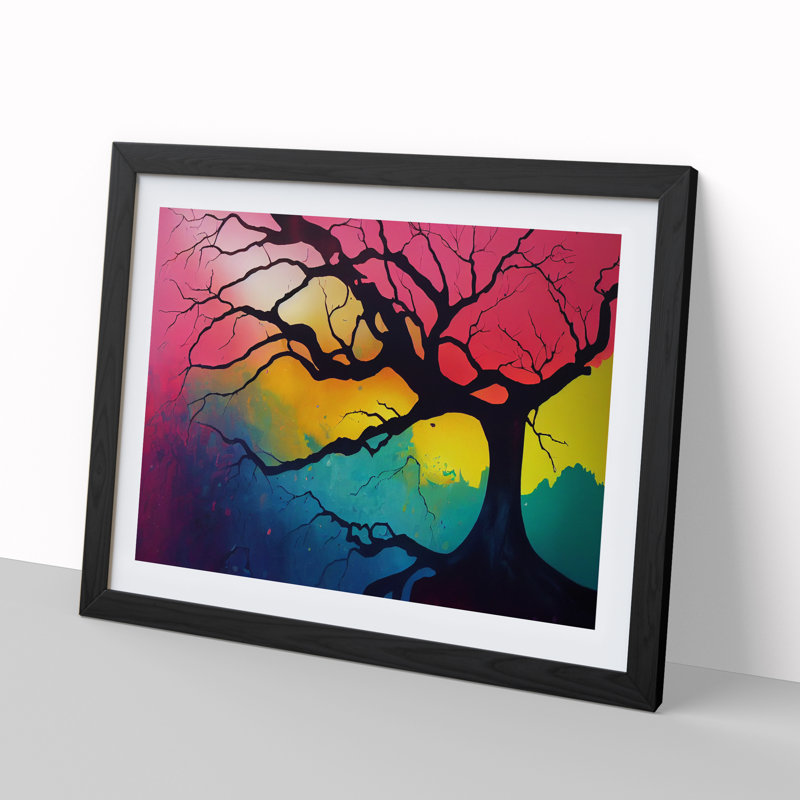 XH1022-7241X Pure Tree In Colour Abstract - Single Picture Frame Print, 46cm H x 64cm W, Black