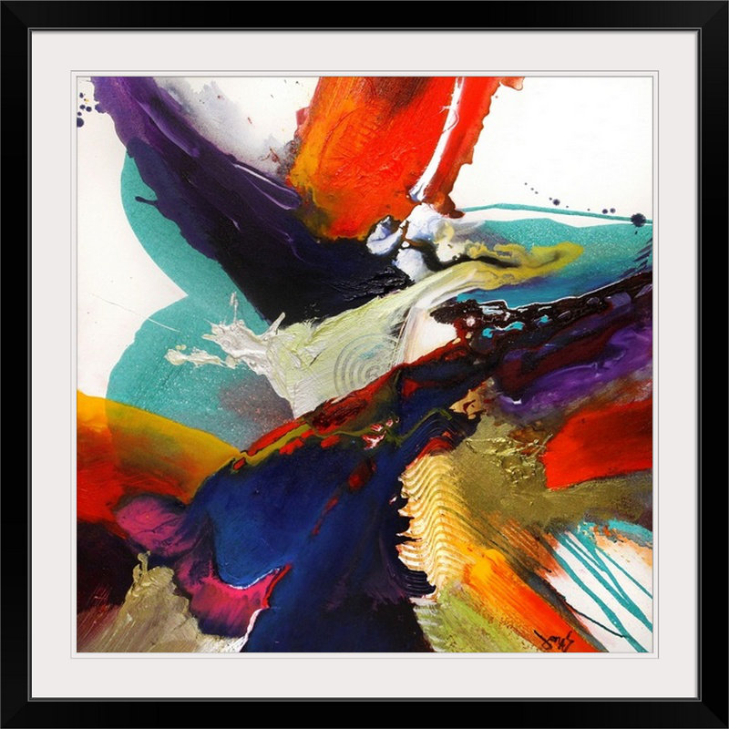 'Flourish I' Graphic Art Print, 28" H x 28" W x 1" D, Black Framed