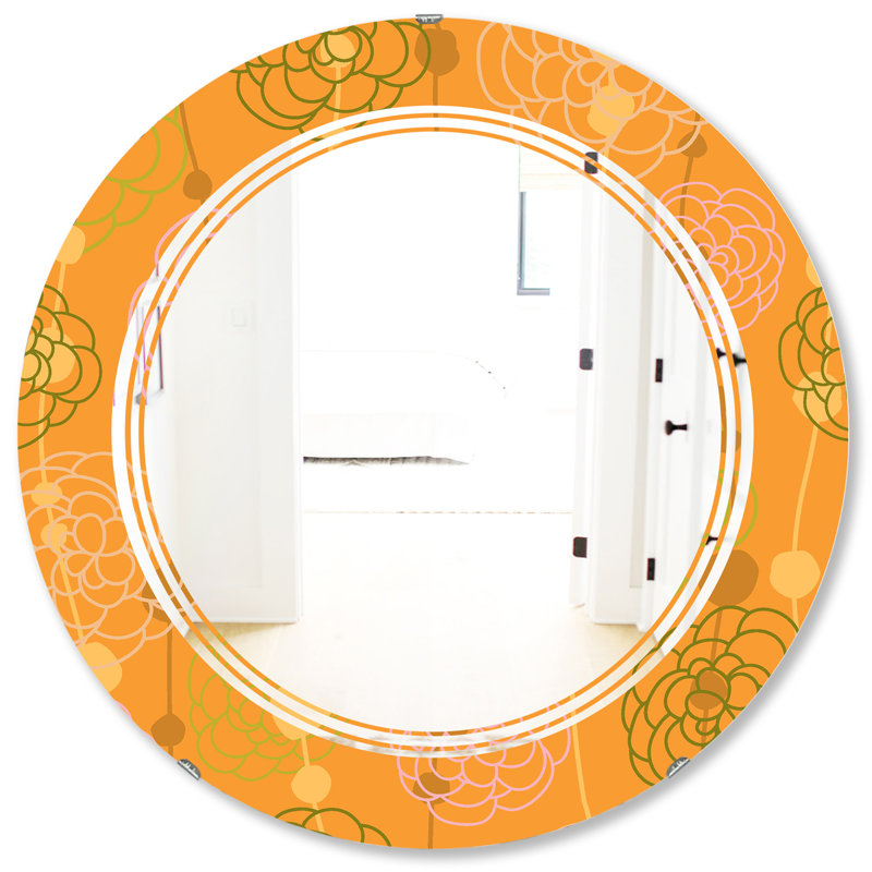 Miroir mural moderne sans cadre, H 31,5 po x l 31,5 po, Leaves Glamour Zebra Animal