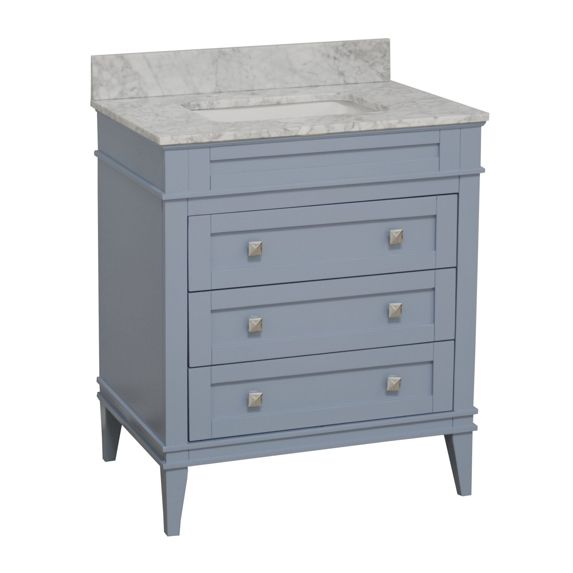 Frankfurt 30'' Single Bathroom Vanity, Powder Blue, Carrara Marble