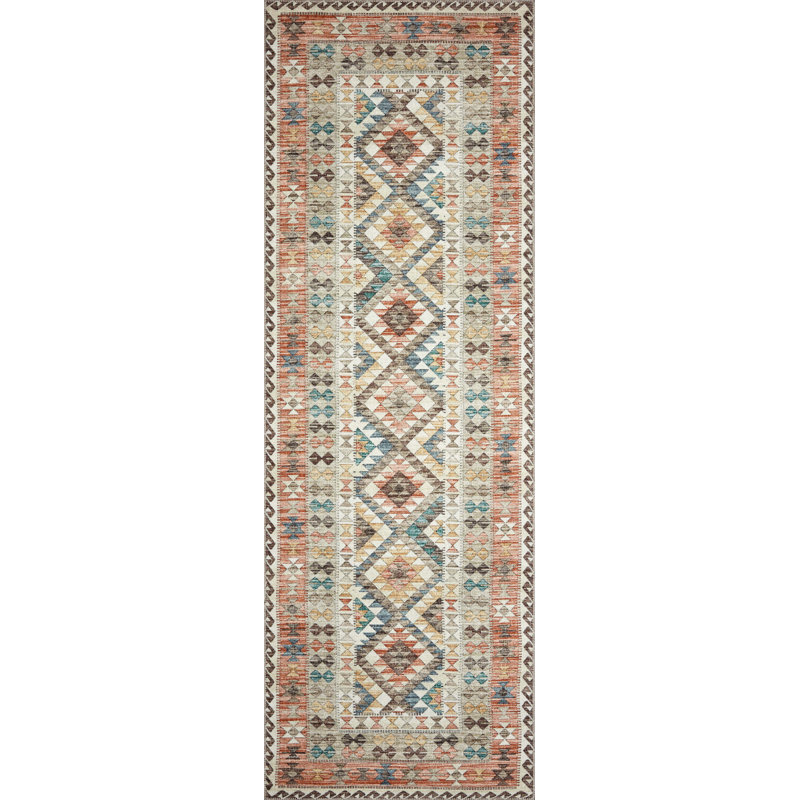 Tapis ivoire / rouge Mayon Southwestern, Carré 1 pi 6 po