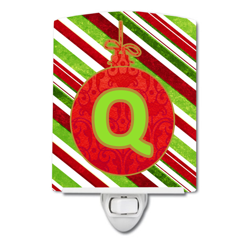 Éclairage de nuit en céramique de noël initial oranment, Q