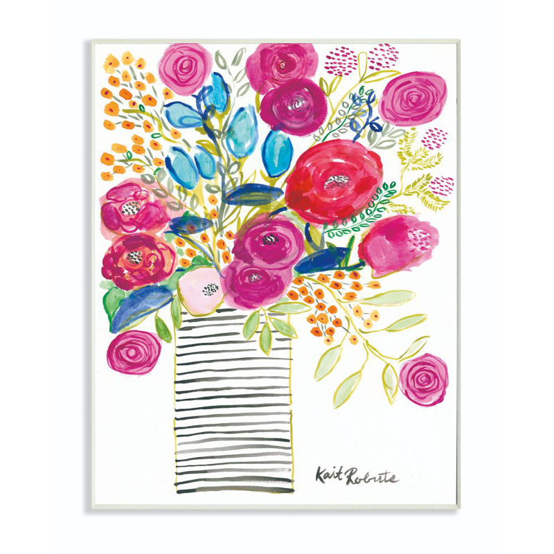 «Pink and Blue Flower» par Penny Lane, reproduction d'art, H 18 po x l 12 po, Plaque murale