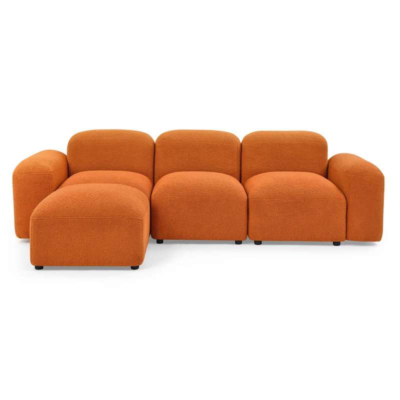 Canapé modulaire en L 4 pièces, Orange moelleux