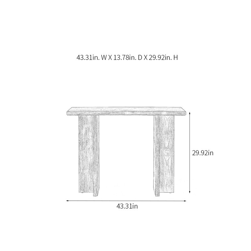 Console rétro en bois massif minimaliste, H 29,92 po x l 43,31 po x P 13,78 po