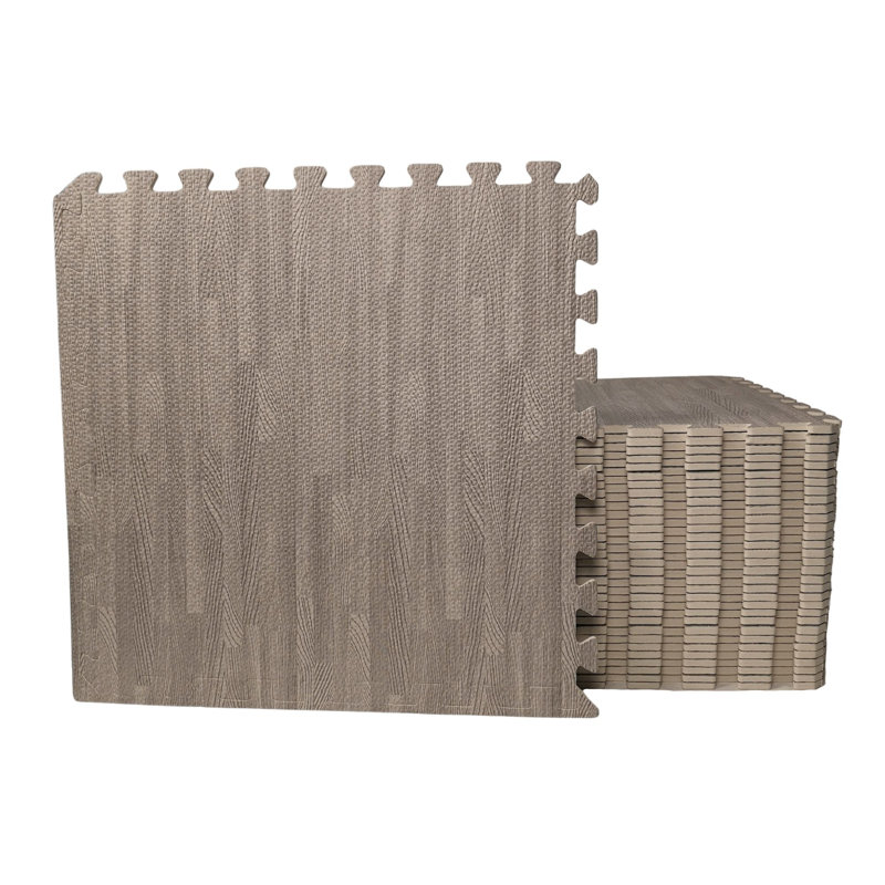 Samuel Alexander 8 Piece Grey Wood Effect EVA Foam Floor Protective Tiles / Mats 60x60cm Each Set For Gyms, Kitchens, Garages, Camping, Kids Play Matting, Flooring Mats Set Covers 2.88 sqm (31 sq ft)