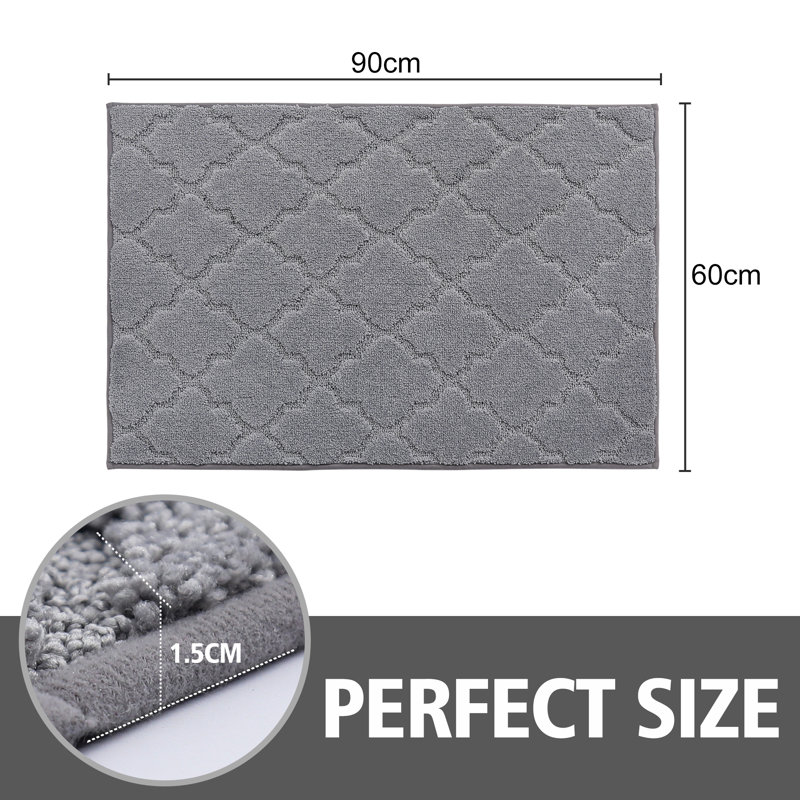 Non-Slip Geometric Doormat, 61cm W x 91.4cm L, Grey