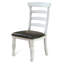 Chaise de salle à manger Orso, conception échelle, blanc, bois de mindi brun foncé