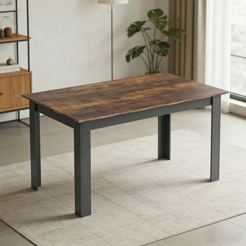 Table de salle à manger 47,2 pouces pour 4, brun rustique et noir., Brun
