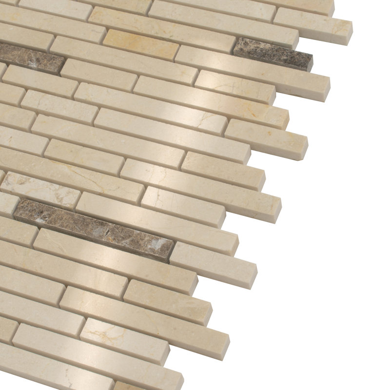 11.6" X 12" Linear Marble Mosaic Tile, Beige