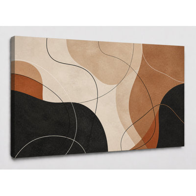 Grande toile abstraite abstraite sur toile neutre géométrique, salon moderne, chambre à coucher, bureau, impression sur toile 24 x 36 pouces - prête à être accrochée
