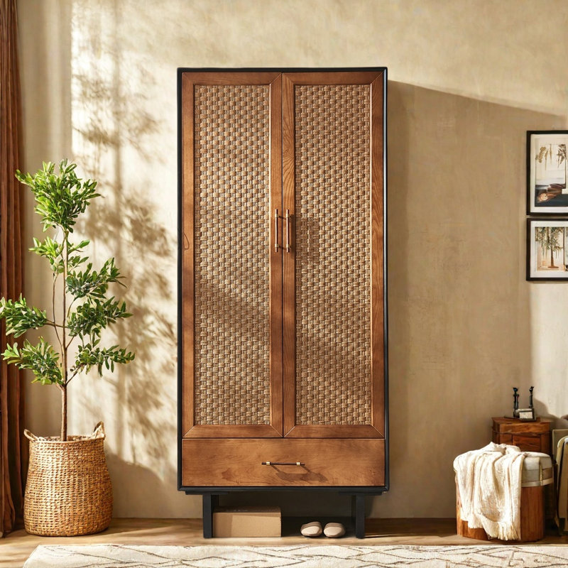 Simple and Retro Rattan Wardrobe