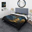 Ensemble de housse de couette abstraite en géode de marbre bleu et doré en microfibre / polyester-846224039