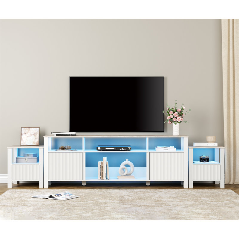 Crédence de rangement l 105 po Elisames, Blanc / bleu
