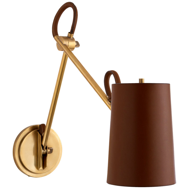 Ralph Lauren Benton - 1 Light Armed Sconce, Saddle, Natural Brass