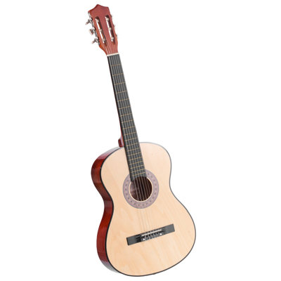 Guitare classique, 96,5 cm (38 pouces), ensemble de guitare classique en bois pour débutants, avec cordes en nylon, housse, sangle, accordeur, cordes de rechange, médiator, capodastre, bois de tilleul, pour adolescents, adultes et étudiants, finition naturelle