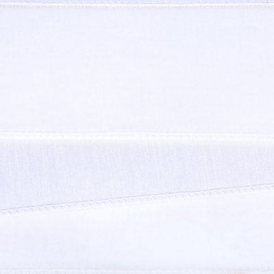 Vickerman 2.5" x 10yd White Velvet Wired Ribbon. White Dupion Backing.