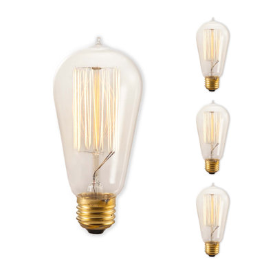 40 Watt E26 Incandescent Light Bulb, ST18 Nostalgic Thread Filament, 2200K Warm Amber Glow, 135 Lumens, Dimmable