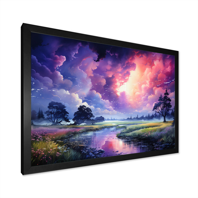 «Storm Dancing Rainbows I» sur toile, H 12 po x l 20 po x P 1 po, Cadre simple noir