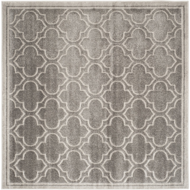 Ammundsen Abstract Grey / Light Grey Area Rug, Square 9'