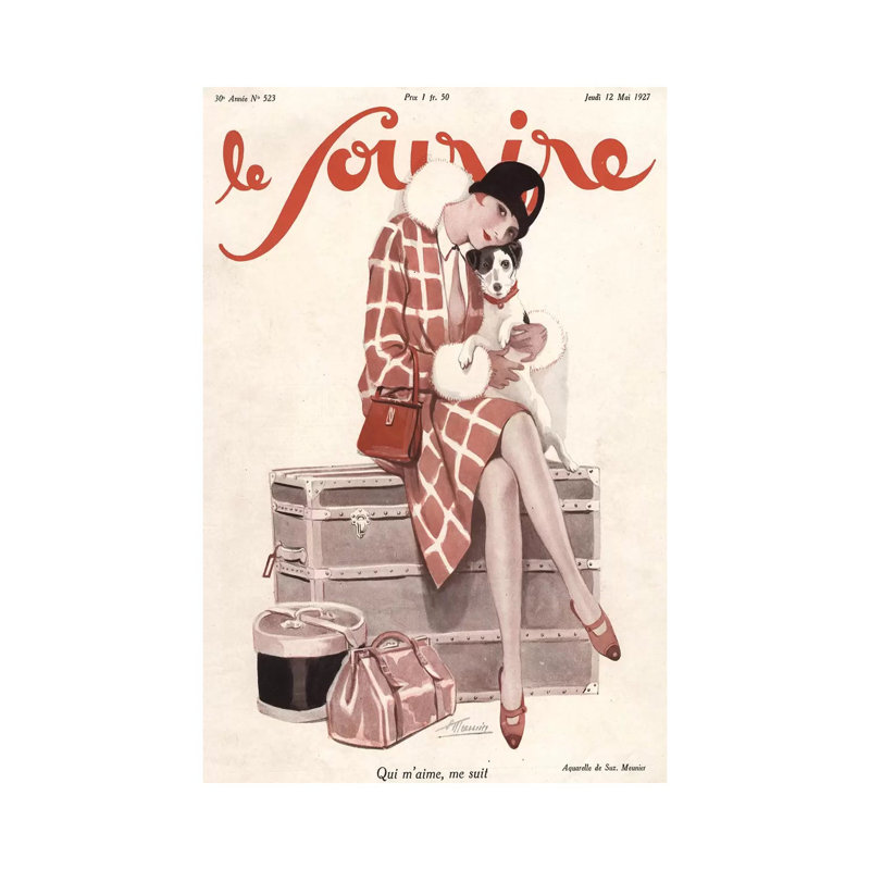 1920s Le Sourire Magazine Cover - Print on Canvas, 30.48cm H x 20.32cm W x 1.91cm D, Wrapped Canvas