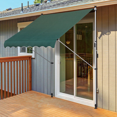 Outsunny 78.74'' W x 110.24'' D Polyester Green Cover Retractable Patio Awning