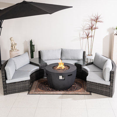 Ensemble de conversation pour patio en acier et osier pour 6 personnes