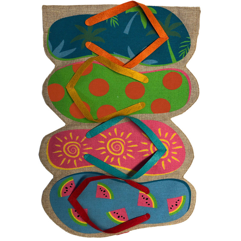 Drapeau de jardin Flip Flops Summer Burlap