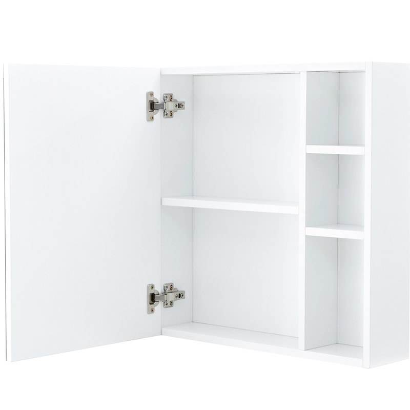 Armoire de salle de bain murale à miroir blanche, miroir transparent, compartiments internes pour soins de la peau avec armoire de rangement