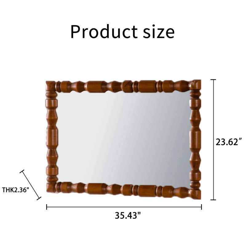 Miroir mural rétro en bois sculpté, cadre de colonne décoratif pour décor rétro