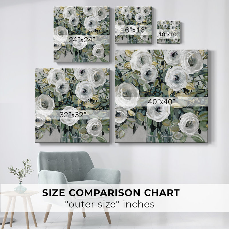 «White Rose Parade», art textuel sur toile tendue, H 24 po x l 24 po x P 1,5 po