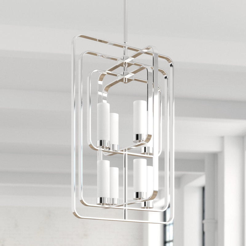 Iniguez 8 - Light Steel Dimmable Square / Rectangle Chandelier, Chrome